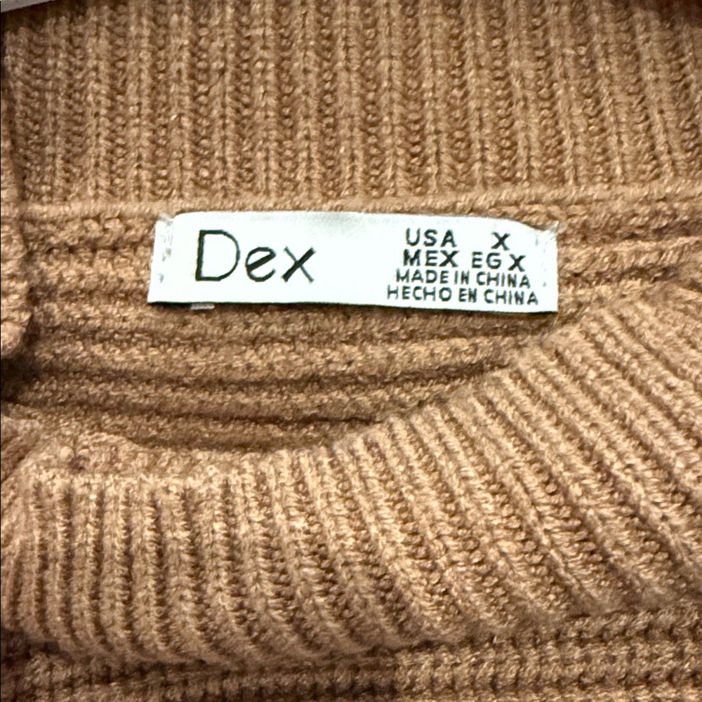Dex Camel Ribbed Cowl-Neck Sweater Dress - Picture 2 of 4